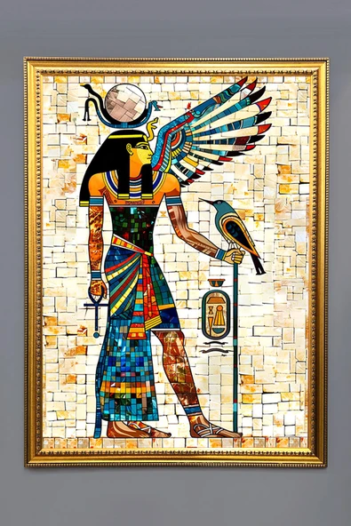 Antik Mısır Desenli Çerçeveli Duvar Tablosu 50x70cm MISIR01 RENKLİ 50 X 70
