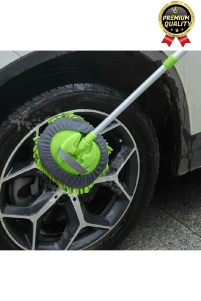 Çok Fonksiyonlu 180 Derece Dönen Mikrofiber Mop Çizmez Araba Otomobil Yıkama Uzun Sopalı Fırça Seti - 3