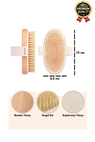 Yeni Üretim Çatlak Giderici Selülit Önleyici %100 Doğal At Kılı Ahşap Banyo Fırçası Kuru Masaj Aleti - 3