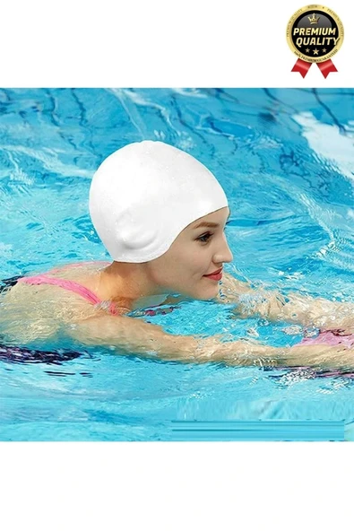 Premium Su Geçirmez Sızdırmaz Kaymaz Elastik Yüzme Şapkası Kaliteli Silikon Deniz Havuz Yüzme Bonesi - Resim 5