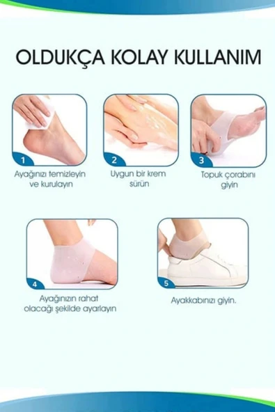 Ultra Rahat Çatlak Nasır Diken Esnek Silikon Tabanlık Gömlek Topuk Çorabı Koruyucu Bunyon 1 Çift - 4