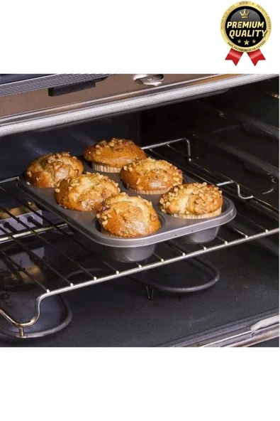 Çok Amaçlı Mutfak Yüksek Isıya Dayanıklı Yıkanabilir Yanmaz Yapışmaz 6’lı Kek Muffin Cupcake Kalıbı - 2