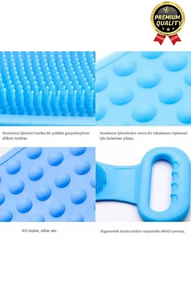Yıkanabilir Back Scrubber Masaj Etkili Silikon Çift Taraf Duş Lifi Banyo Sırt Kesesi Büyük Boy 70cm - 4