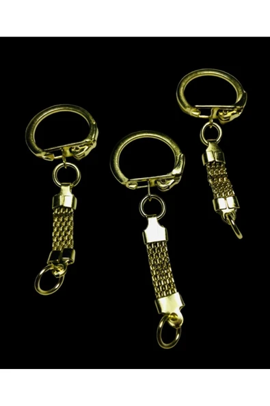 Gold Renk Özel Hasırlı Anahtarlık Halkası - Key Rıngs - 10 Adet