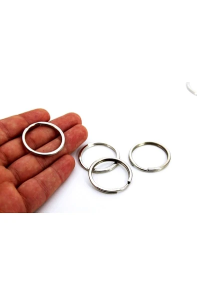 100 Adet - 32 Mm Ezme Anahtarlık Halkası, Nikel Kaplama 100 Adet