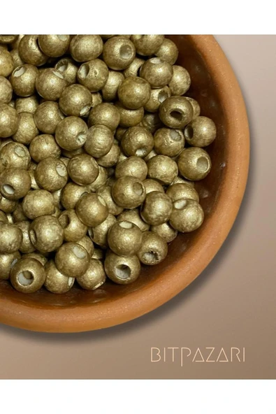 10 Mm Special Bakır Renk Ahşap Boncuk - 100 Adet