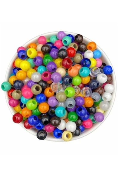 10 Mm Karışık Renk Plastik Boncuk ( 150 Adet ) Dekor / Takı / Kuzu Boncuğu -