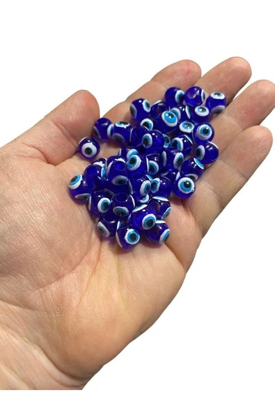 100 Adet Danagöz Nazar Boncuğu - 10 Mm - ( Geniş Delikli )
