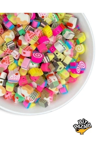 25 Adet Polimer Kil Fimo Karışık Cupcake,pasta,dondurma Figür Boncuk,takı Yapımı