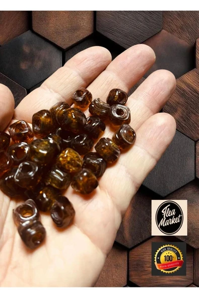 Bal Kahve Kare Takı Boncuğu - Bodrum Boncuğu - 10 Adet