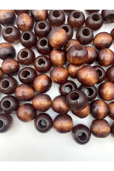20mm Kahverengi Ahşap,tahta Boncuk - 20 Adet