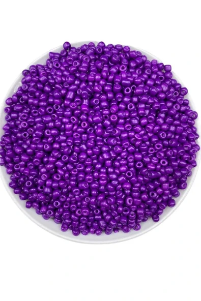 500 Adet Mat Cam Kum Boncuk , Takı Yapım Boncuğu - Purple