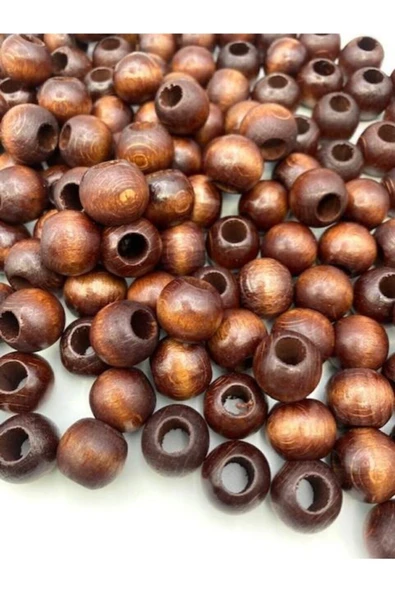 16mm Kahverengi Ahşap,tahta Boncuk (50gr,~30-35 Adet Boncuk)