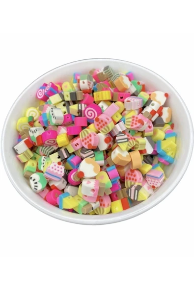 25 Adet Polimer Kil Fimo Karışık Cupcake,pasta,dondurma Figür Boncuk,takı Yapımı - 3