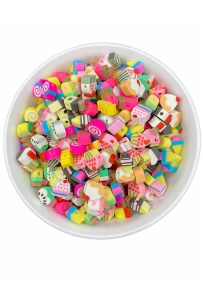 25 Adet Polimer Kil Fimo Karışık Cupcake,pasta,dondurma Figür Boncuk,takı Yapımı - 2