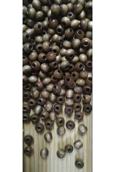Ahşap Boncuk 10 Mm 100 Gr ( Ort  ± 250 - 300 Adet) Sütlü Kahve