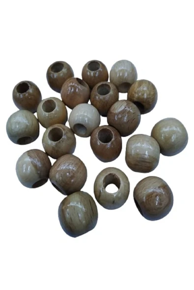 16 Mm Cilalı Ahşap Boncuk 100 Gr - ( ± 65 Adet )