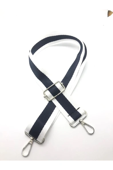 Polyester Kolon Ayarlanabilir Çanta Sapı - Telefon Askısı (120 Cm) / Beyaz Mavi Kolon - 1