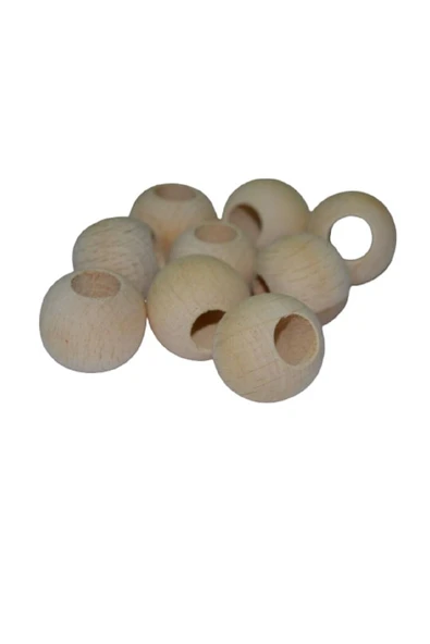 22 Mm Ham Işlenmemiş Ahşap Boncuk - 25 Adet