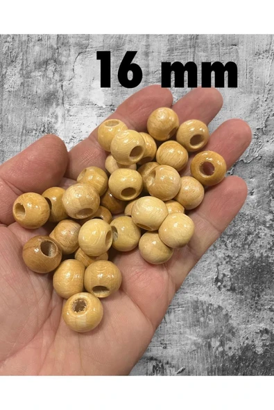 16 Mm Cilalı Ahşap Boncuk 100 gram