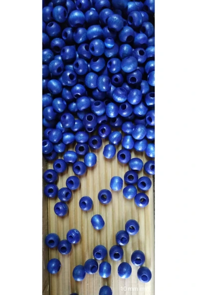 Ahşap Boncuk 10 Mm 100 Gr ( Ort  ± 250 - 300 Adet) Mavi