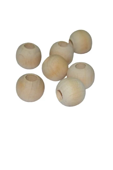 16 Mm Ham Işlenmemiş Ahşap Boncuk - 50 Gram (35 Adet.)