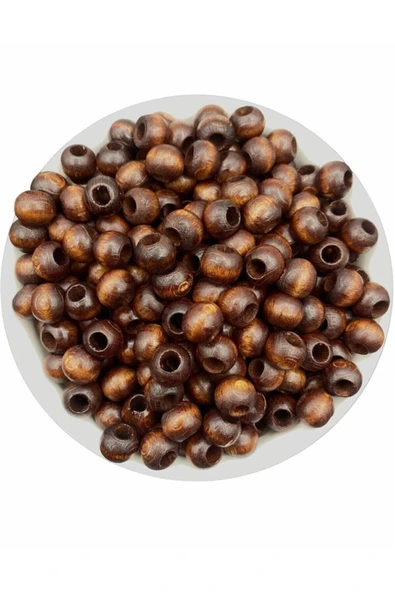 Ahşap Boncuk 10 Mm 100 gr ( Ort . 250 -300 Adet) Kahve