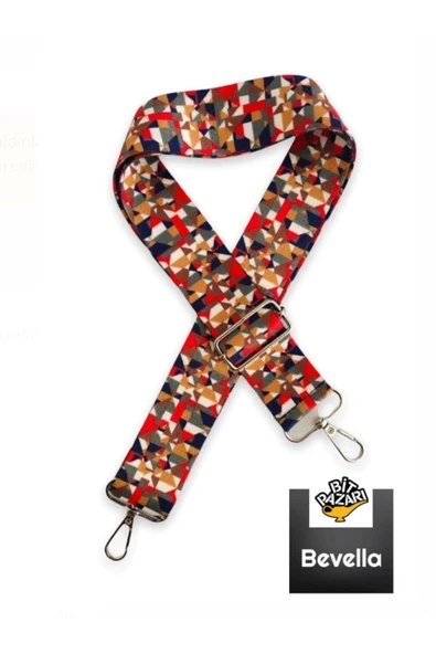 Polyester Kolon Ayarlanabilir Çanta Sapı - Telefon Askısı (120 CM) / Soyut Ekose Desen