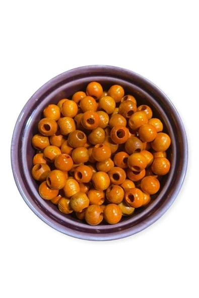 10 Mm Turuncu Ahşap Boncuk - 50 Gram  ( Ort  ± 110 - 150 Adet)