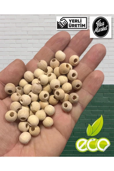 10 Mm Ham Işlenmemiş Ahşap Boncuk - 100 Gram -
