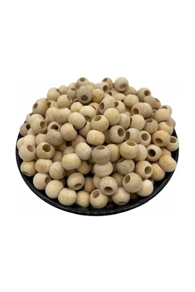 8 Mm Ham Ahşap Yuvarlak Boncuk 100 gr