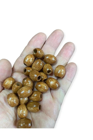 15mm Oval Meşe Rengi Ahşap Boncuk - 30 Adet -