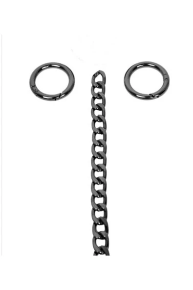 Zincir 110 Cm - Yaylı Halka Çap 2.5 cm Siyah Yaylı Halkalı Çanta Zincir Seti