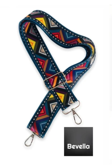 Polyester Kolon Ayarlanabilir Çanta Sapı - Telefon Askısı (120 CM) / Üçgen Retro Desen