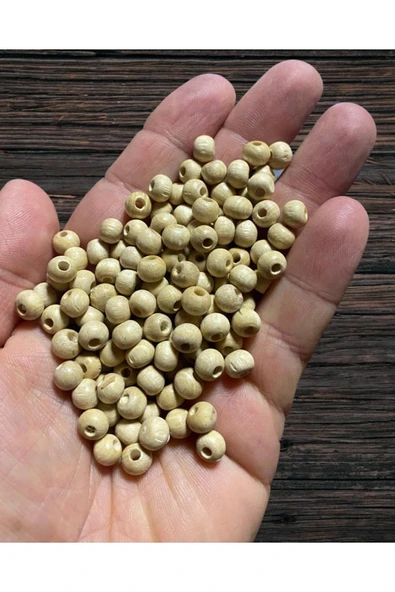 Ahşap Boncuk 6 Mm , 80 Gr - Ahşap Vernikli -