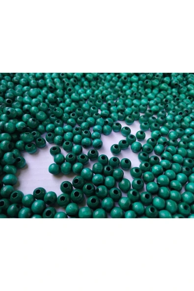 Ahşap Boncuk 10 Mm , 100 Gr ( Ort  ± 250 - 300 Adet)  Petrol Yeşili