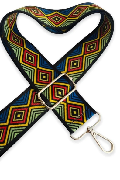 Polyester Kolon Ayarlanabilir Çanta Sapı - Telefon Askısı (120 CM) / Antik Baklava Desen - 3