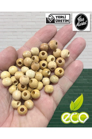 10 Mm Doğal Renk Ahşap Boncuk - 50 Gram  ( Ort  ± 110 - 150 Adet)