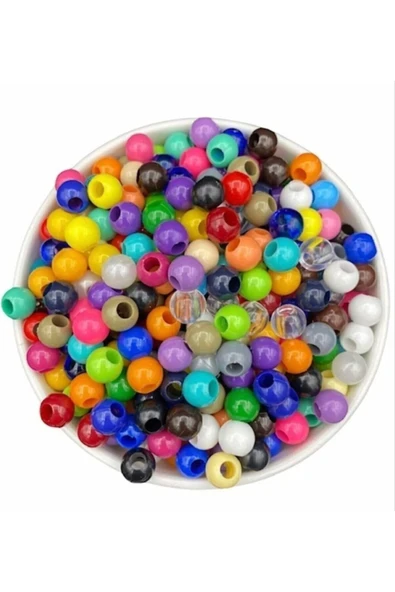 10 Mm Karışık Renk Plastik Boncuk ( 150 Adet ) Kına & Düğün & Dekor / Takı / Kuzu Boncuğu -