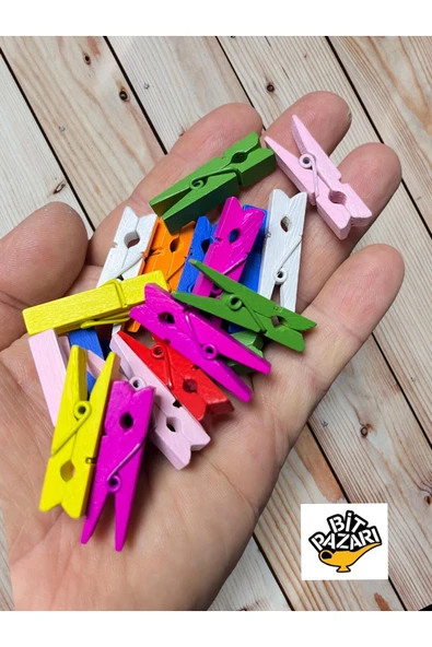 Ahşap Mandal Seti - Parti , Düğün , Davetiye , Kutlama ( 30 Adet - 36X10 mm )