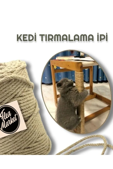 Premium Kalite Kedi Tırmalama Ipi - Cat Scratching Rope - ( 3 Mm , 50 Metre )
