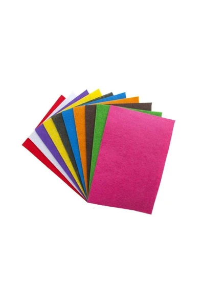 10 Adet Farklı Renklerde 25x25 cm Ince Keçe Paketi