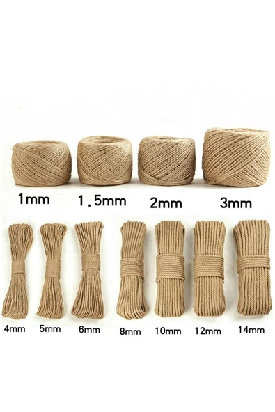 Jüt Halat Dekor Ipi 8 Mm 20 Metre Halat Ipi Jüt Ip Halat Ip Jüt Hasır Ip Jüt Kendir Ip Jüt Çuval Ip - 2