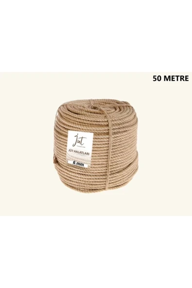 6mm 1.Kalite Kendir Halat(Jüt-Urgan) İp (50 Metre)