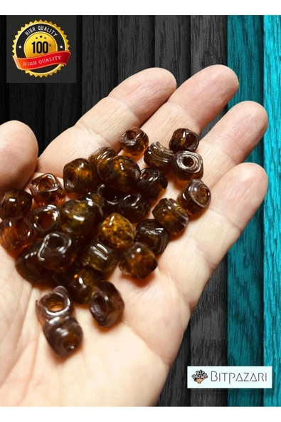 6 Adet El yapımı Kare Cam Boncuk - Kolye ucu , Halhal ucu  - ( 1cm X 1cm kare )