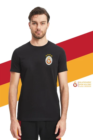 Galatasaray Orijinal Lisanslı Siyah Basic T-Shirt + Şal Kaşkol Set Hediyelik Ahşap Kutulu - Resim 2