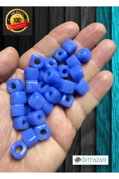 6 Adet El yapımı Kare Cam Boncuk - Kolye ucu , Halhal ucu  -  ( 1cm X 1cm kare )