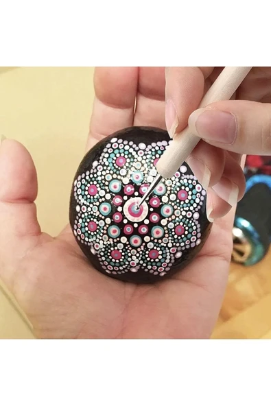 5 Adet Mandala Boyama , Point noktalama , Maket boyama , Tırnak süsleme , Akrilik Dot Set - 3