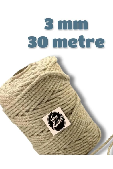 3 mm 30 metre jüt Halat - Kendir Halat - Dekor ipi