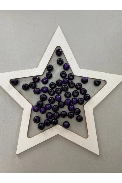 10 Mm Mor Renkli Ahşap Boncuk - 100 Grm. ( ± 300 Adet)
